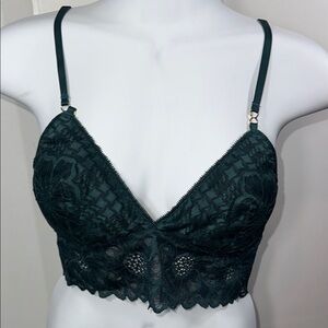 Aerie medium New Dark Green Lace Bralette adjustable straps & padded